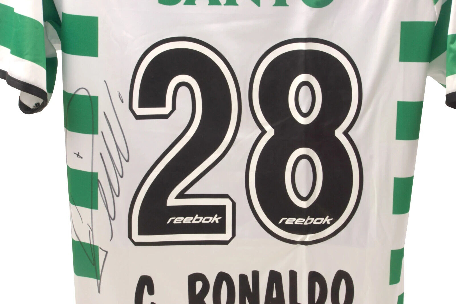 Cristiano Ronaldo Signed Sporting Lisbon Home Soccer Jersey #28 with Beckett LOA
